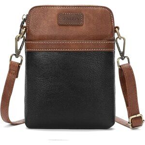Women's Small Vegan Leather Crossbody Phone Purse Black Brown